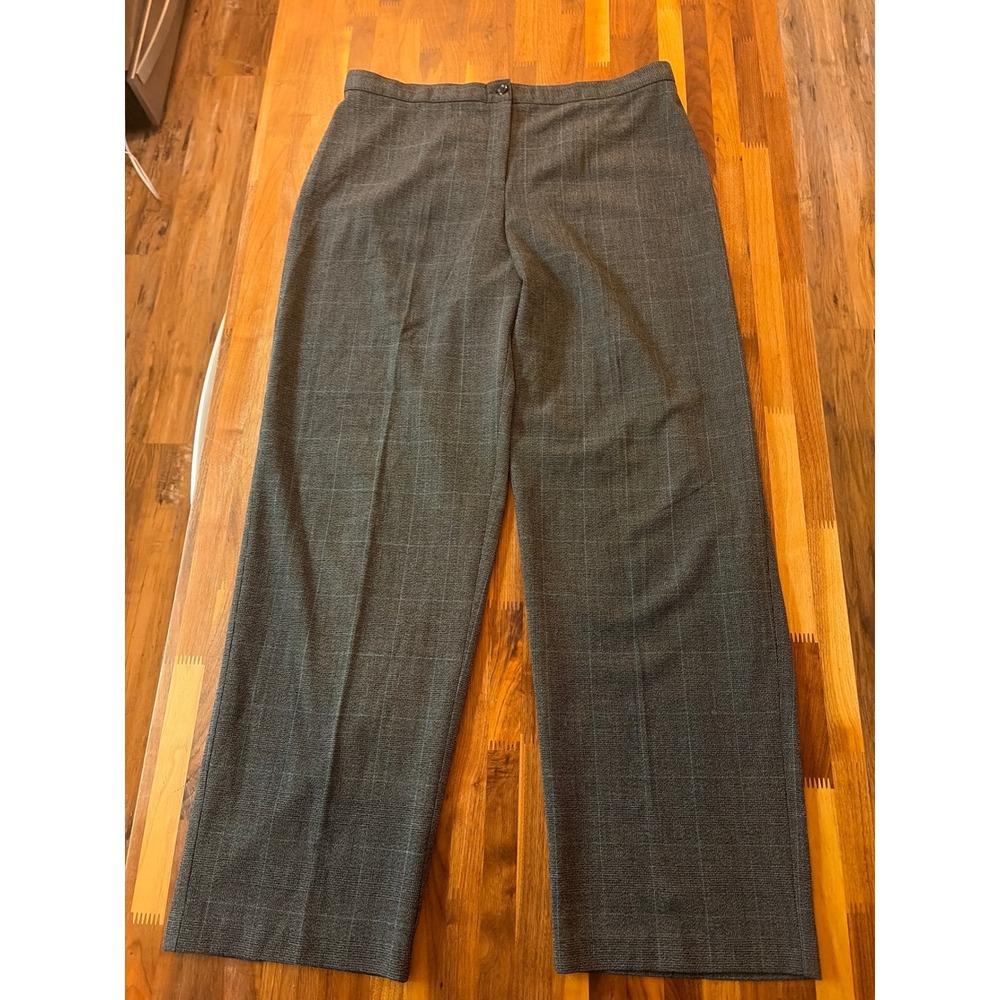 Dressbarn Gray Plaid Wide Leg Dress Pants Womens Size 16 Professional Trousers